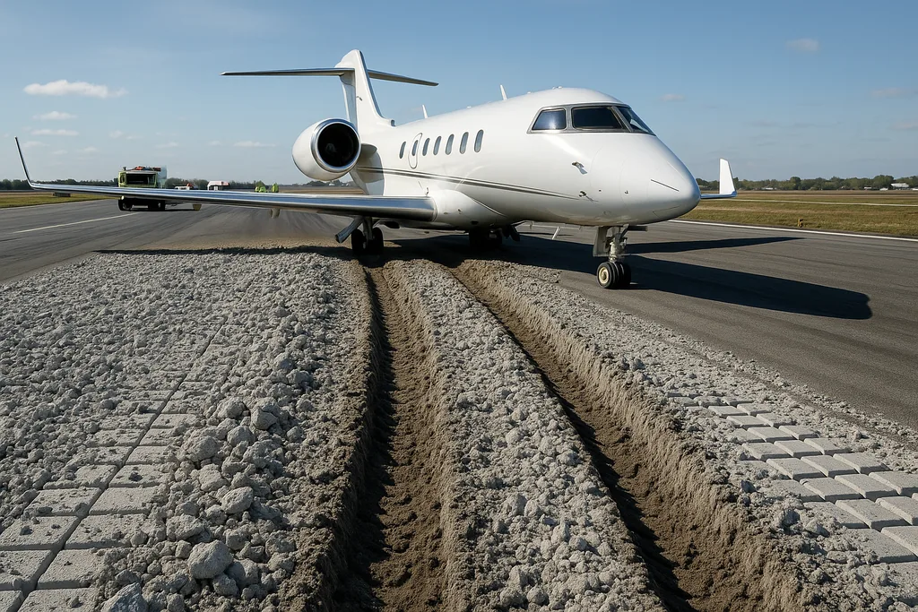 Lifesaving Runway Bed Stops Jet Near Freeway