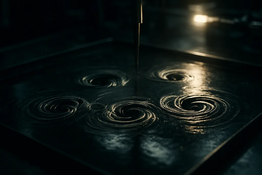 Illustration of vortex–antivortex pairs nucleating in a thin superfluid helium film